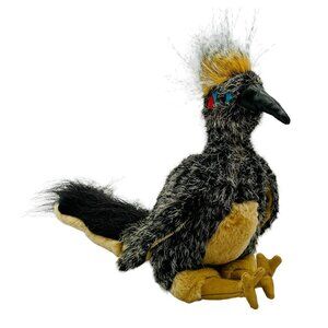 Folkmanis Plush Roadrunner Hand Puppet Bird‎ Black Tan Feather Tail 10” Retired